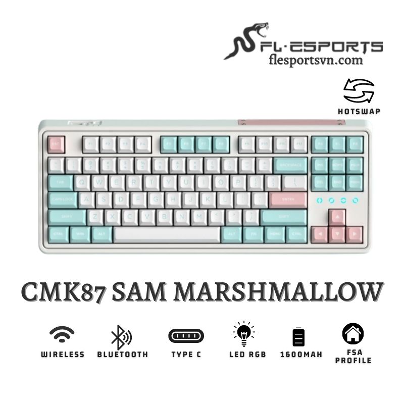 Bàn phím cơ FL-Esports CMK87 SAM Marshmallow 1