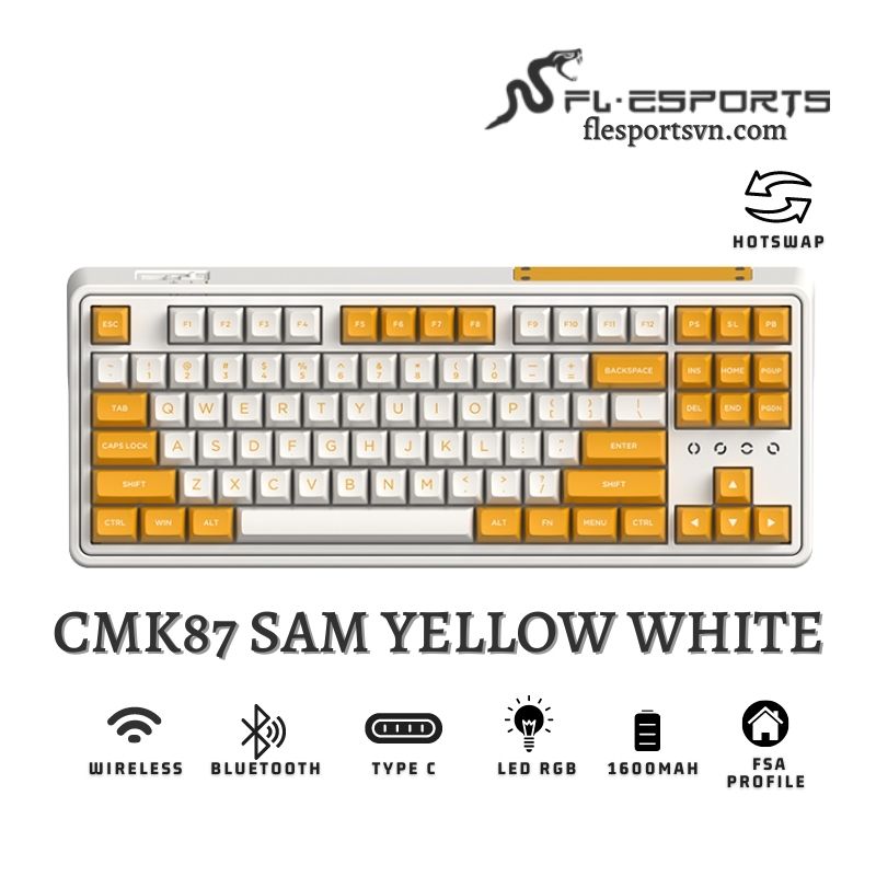 Bàn phím cơ FL-Esports CMK87 SAM Yellow White 1