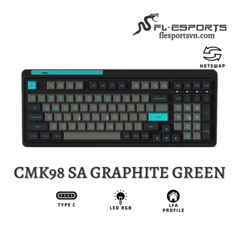 Bàn phím cơ FL-Esports CMK98 SA Graphite Green 1