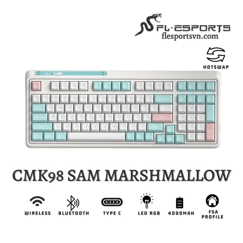 Bàn phím cơ FL-Esports CMK98 SAM Marshmallow 1