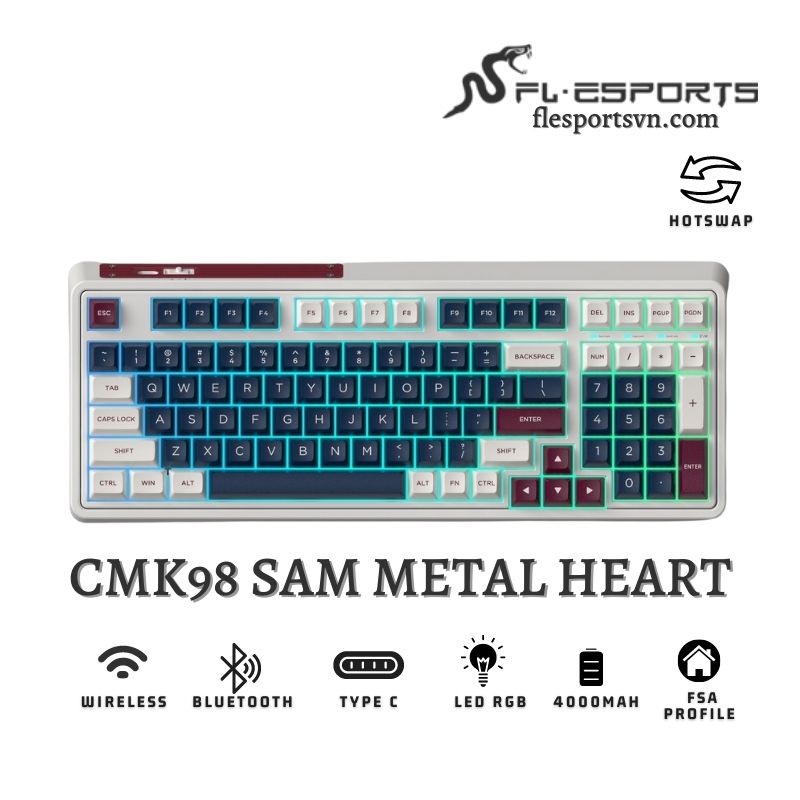 Bàn phím cơ FL-Esports CMK98 SAM Metal Heart 1