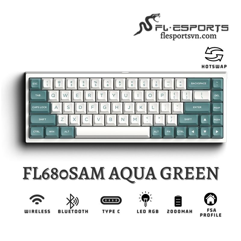 Bàn phím cơ FL-Esports Fl680 SAM Aqua Green 1
