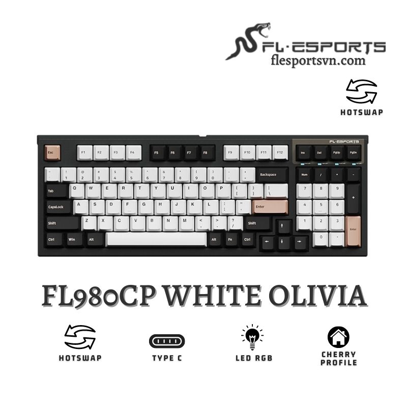Bàn phím cơ FL-Esports FL980 CP White Olivia 1