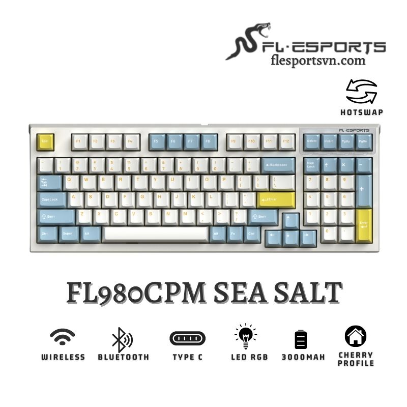 Bàn phím cơ FL-Esports FL980 CPM Sea Salt 1