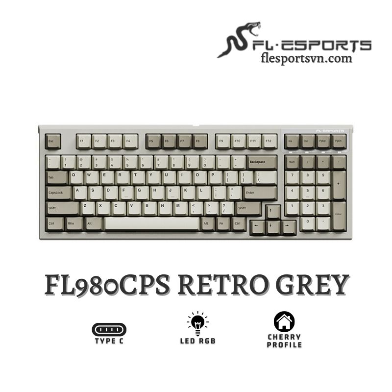 Bàn phím cơ FL-Esports FL980 CPS Retro Grey 1