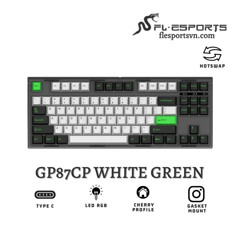 Bàn phím cơ FL-Esports GP87CP White Green 1