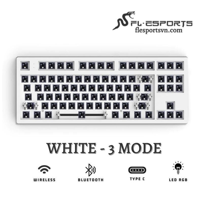 Kit bàn phím cơ FL-Esports MK870 White 3 Mode 1