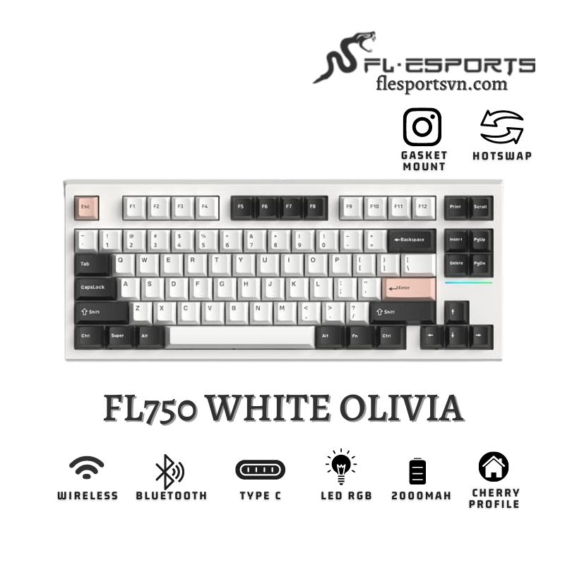 Bàn phím cơ FL-Esports FL750 CPM White Olivia 1