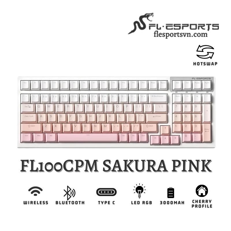 Bàn phím cơ FL-Esports FL100 CPM Sakura Pink 1