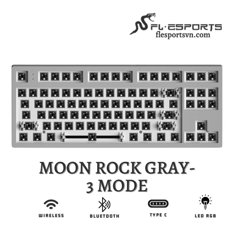 Kit bàn phím cơ FL-Esports MK870 Moon Rock Gray 3 Mode 1