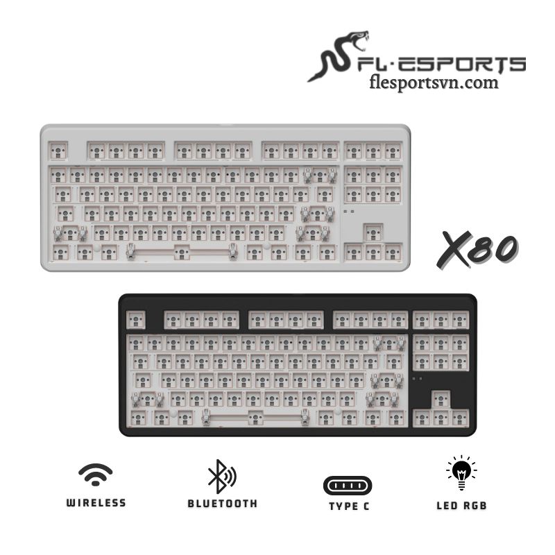 Kit bàn phím cơ FL-Esports X80 Black White