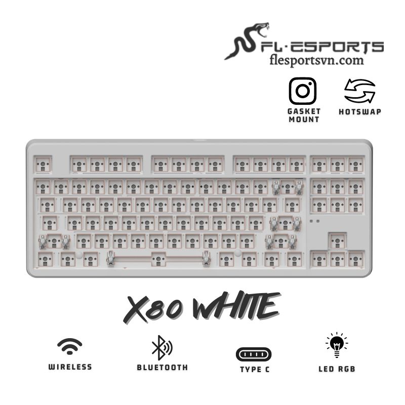 Kit bàn phím cơ FL-Esports X80 White H1